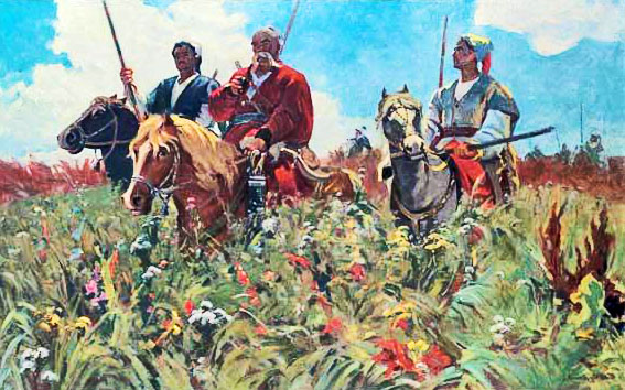 «Тарас Бульба з синами». 1968. Полотно, олія